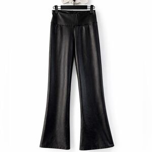 Aeropostale Faux Leather Flare Pants Black High Rise Vegan Leather 31” Inseam